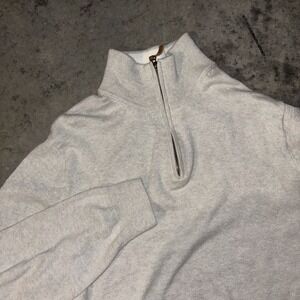 J.Crew Sweater Mens XL Heather Tight Knit Cotton Mock Neck Quarter Zip